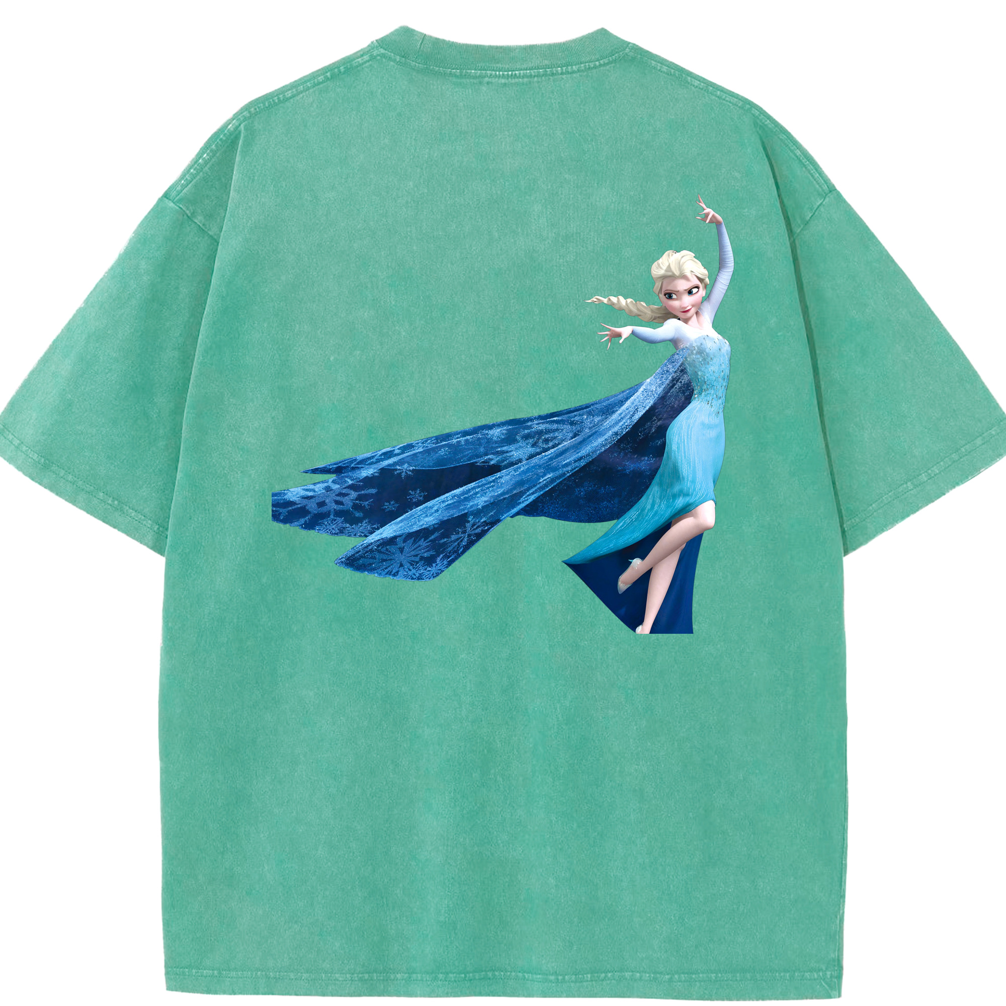 （画像用） アナと雪の女王 アンナ エルサ Frozen Anna Elsa 綿100% ヴィンテージ風 半袖Tシャツ（背面プリント）